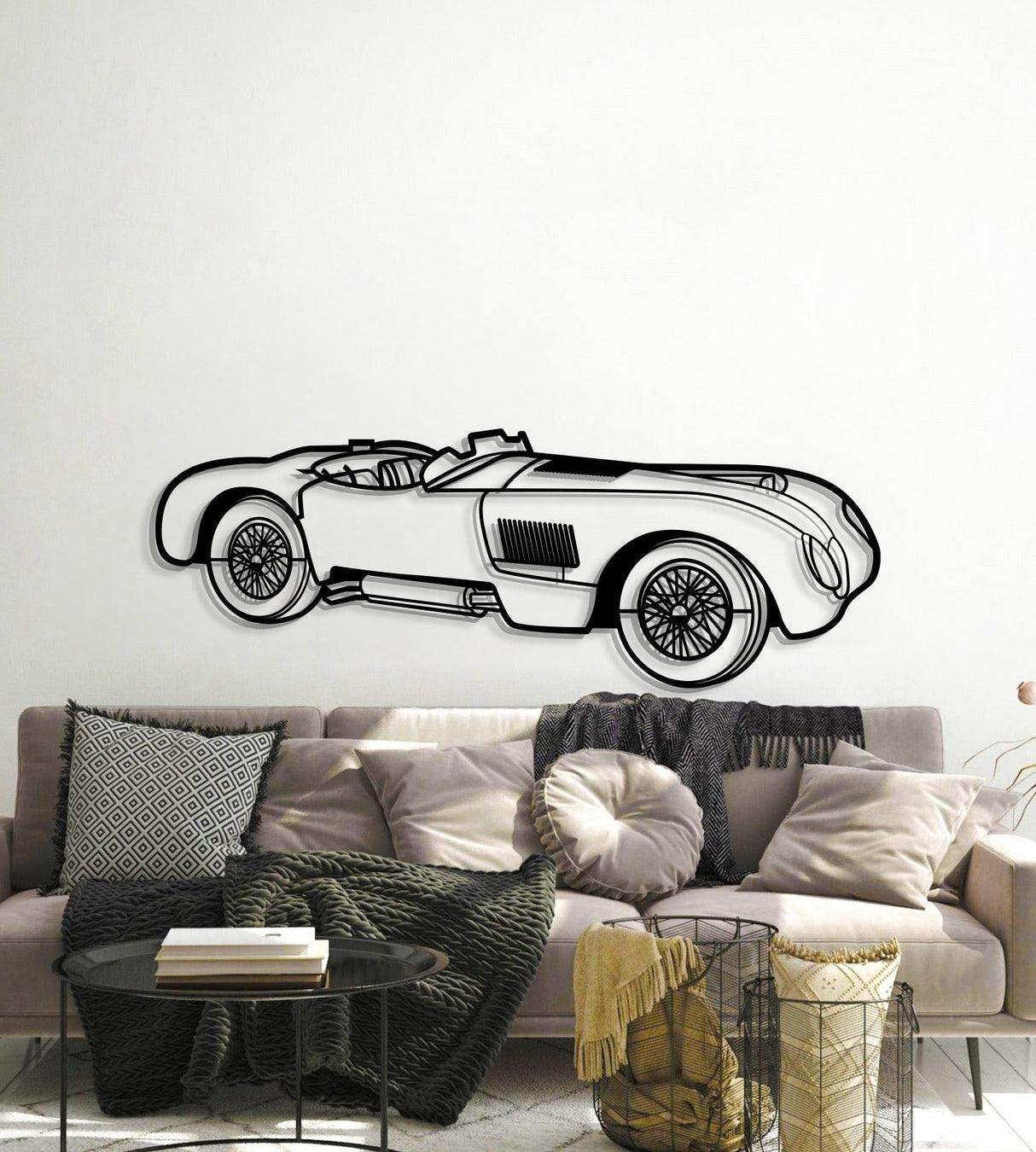 1953 C Type Perspective Metal Car Wall Art - MT1276