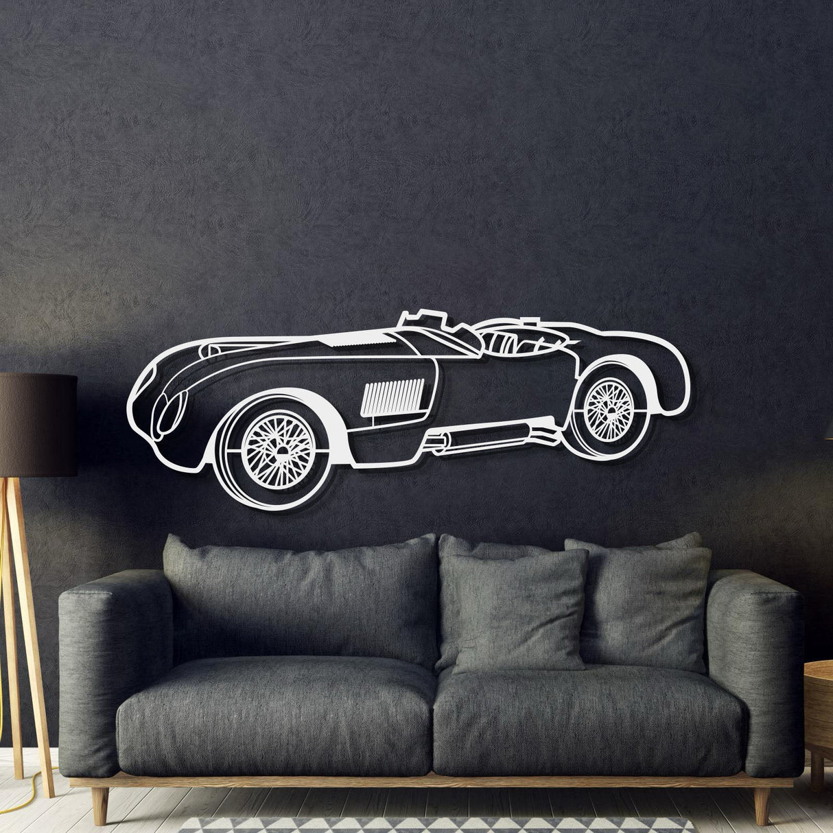 1953 C Type Perspective Metal Car Wall Art - MT1276