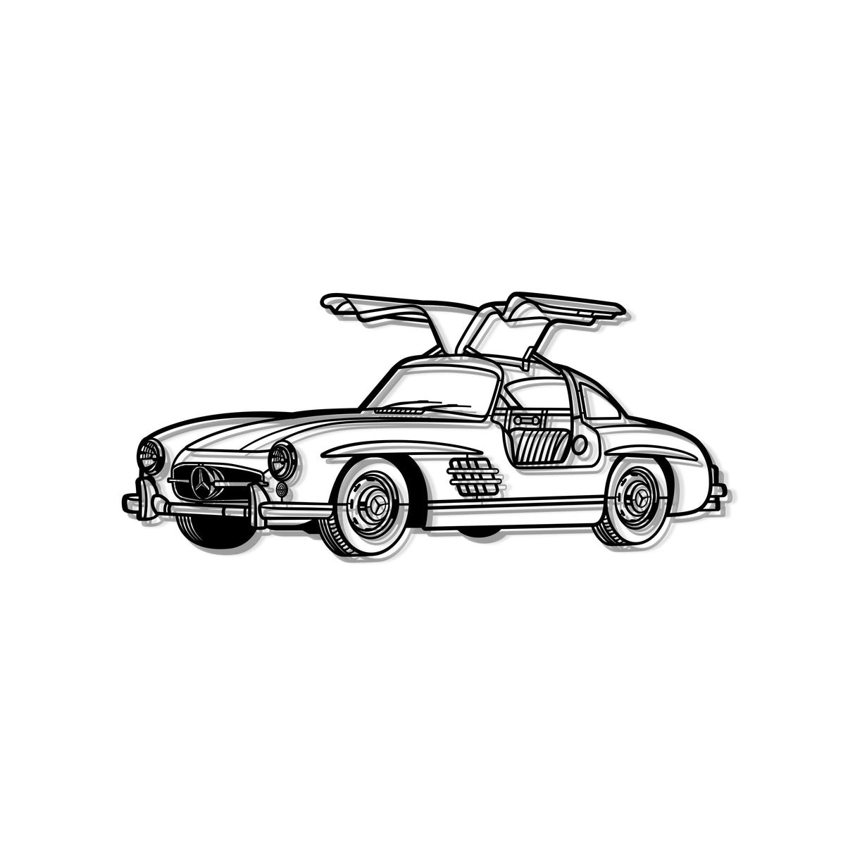 1955 300SL Perspective Metal Car Wall Art - MT1171