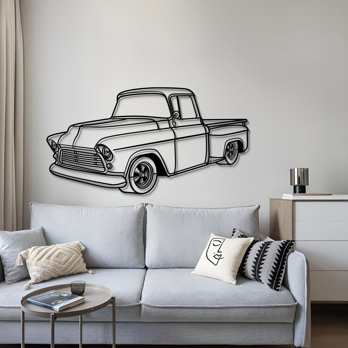 1956 Apache 3100 Big Window Perspective Metal Car Wall Art - MT1147