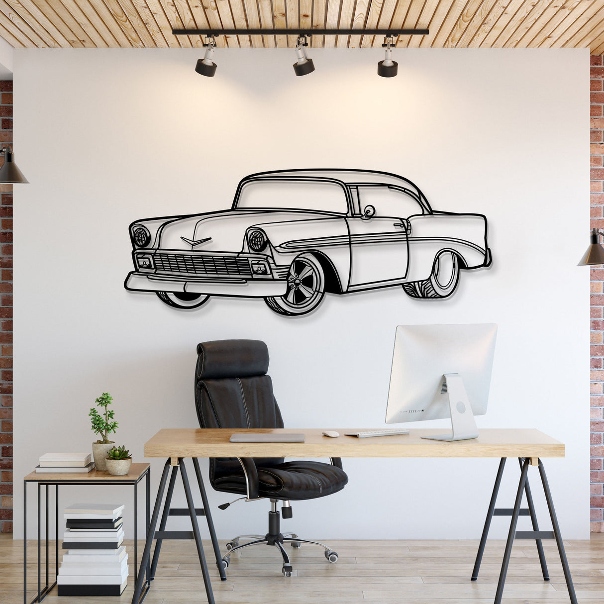 1956 Bel Air Perspective Metal Car Wall Art - MT1302