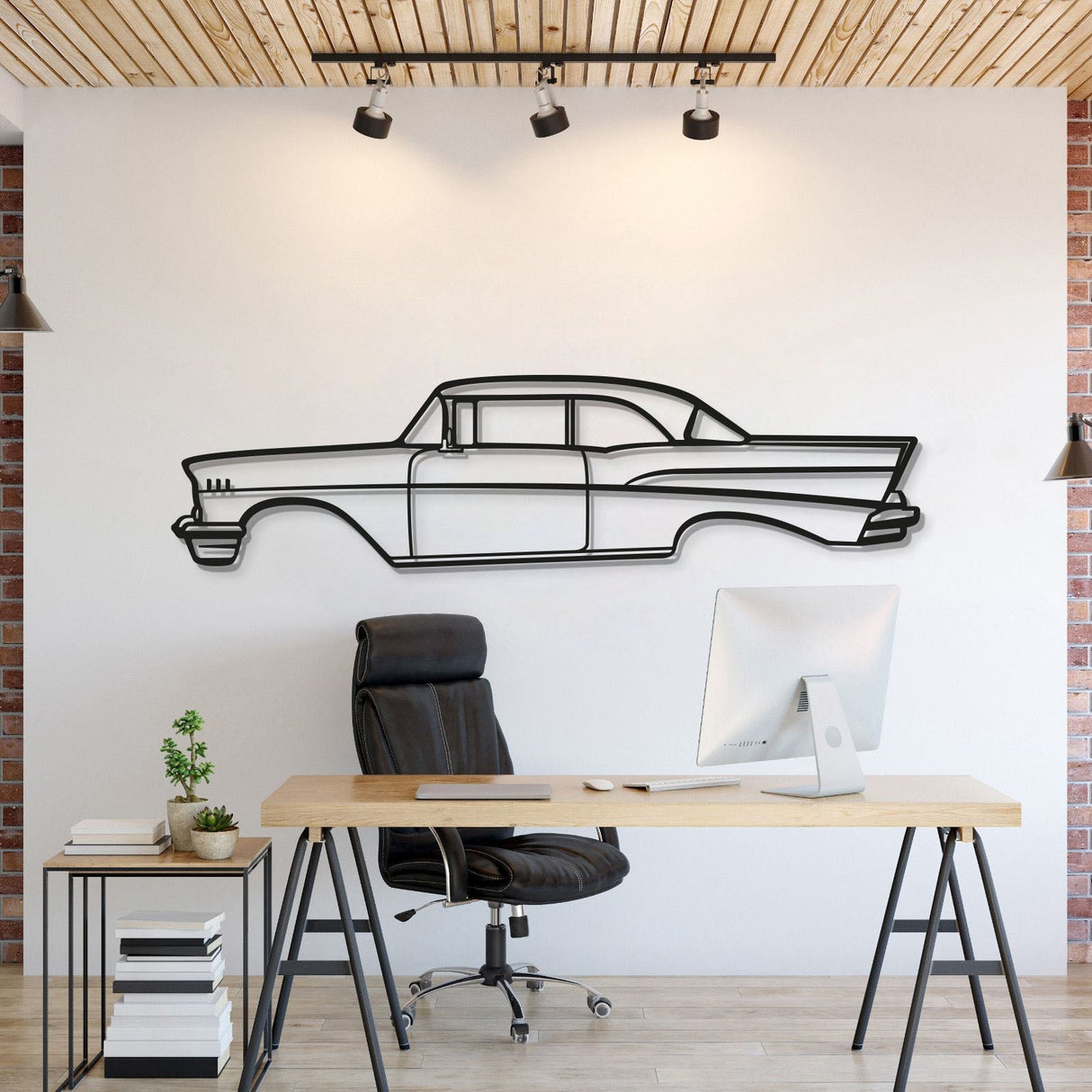 1957 Belair Coupe Metal Car Wall Art - MT0047