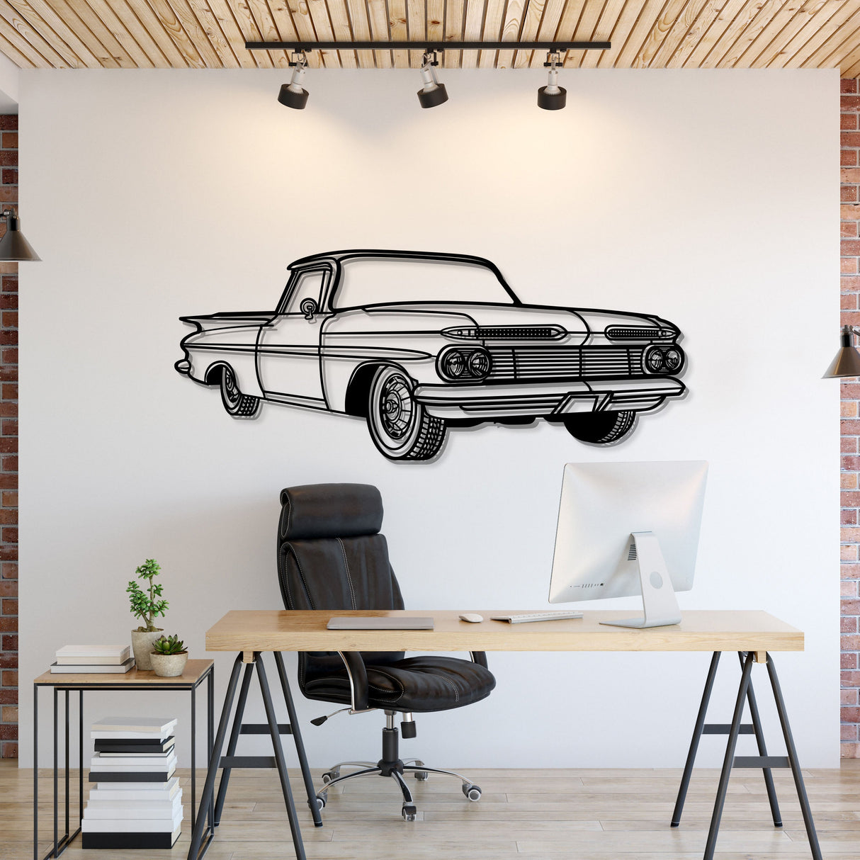 1959 El Camino Perspective Metal Car Wall Art - MT1148