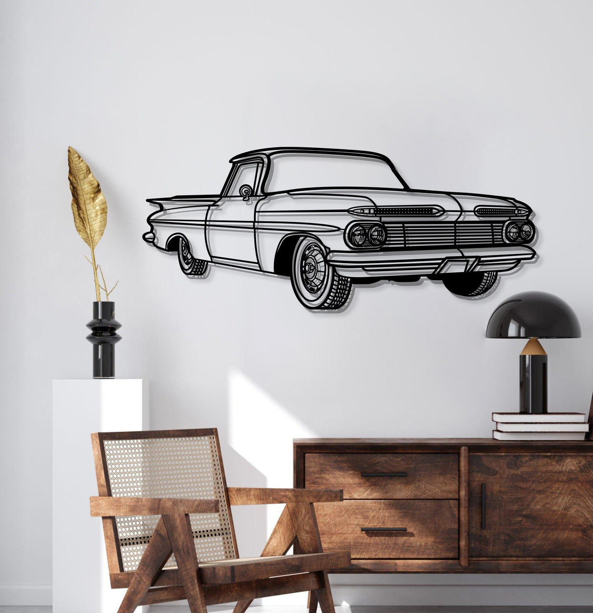 1959 El Camino Perspective Metal Car Wall Art - MT1148