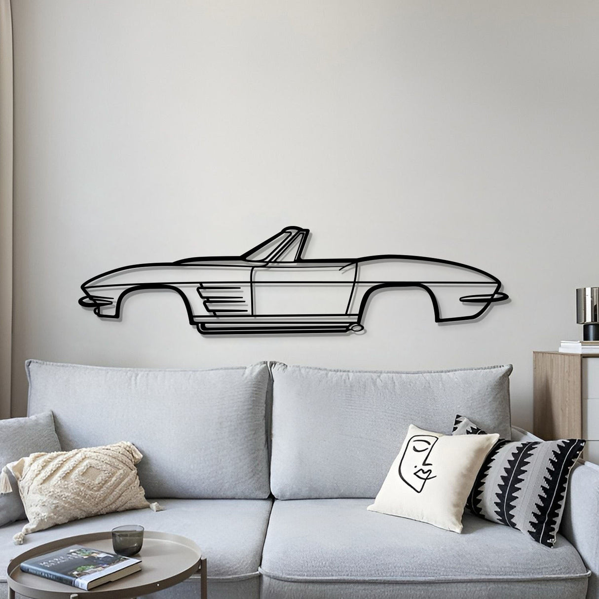 1964 Corvette Convertible Metal Car Wall Art - MT0068