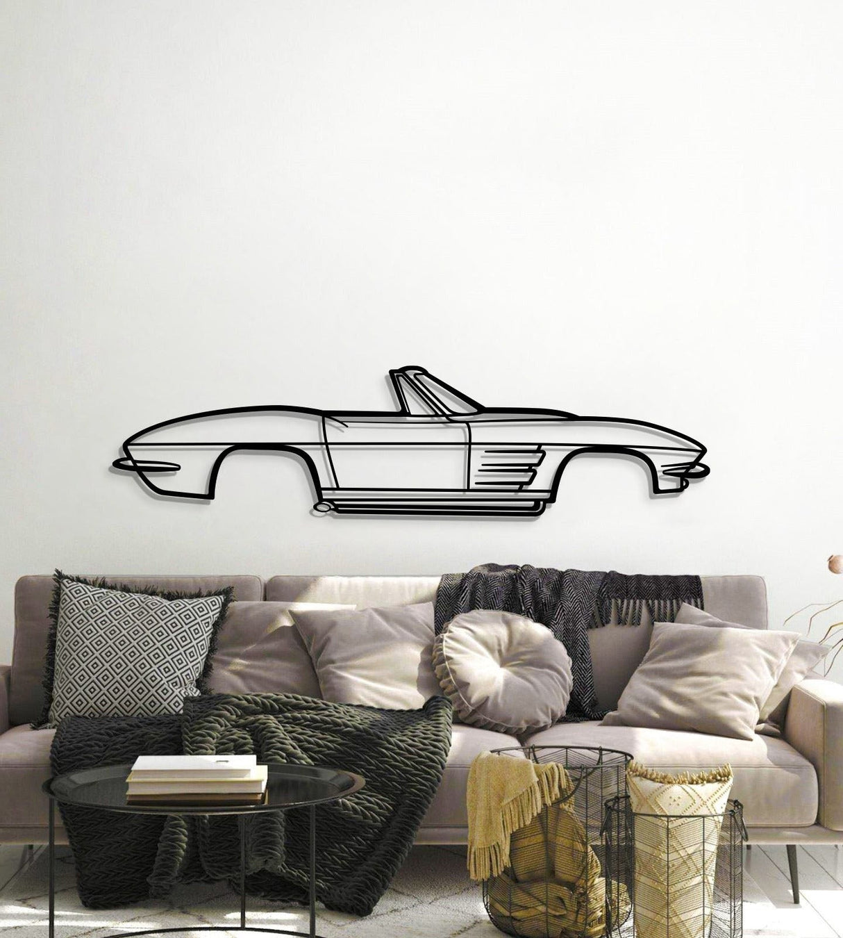 1964 Corvette Convertible Metal Car Wall Art - MT0068