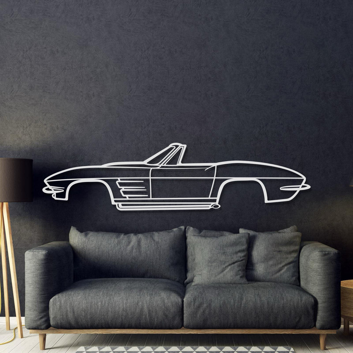 1964 Corvette Convertible Metal Car Wall Art - MT0068