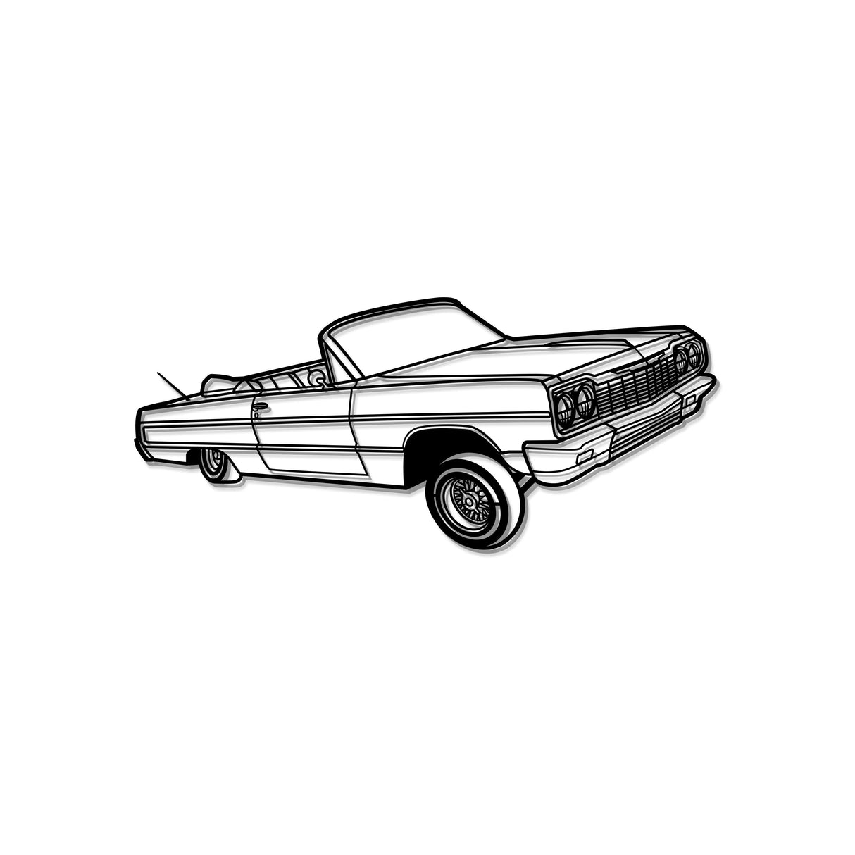 1964 Impala Convertible Lowrider Perspective Metal Car Wall Art - MT1149