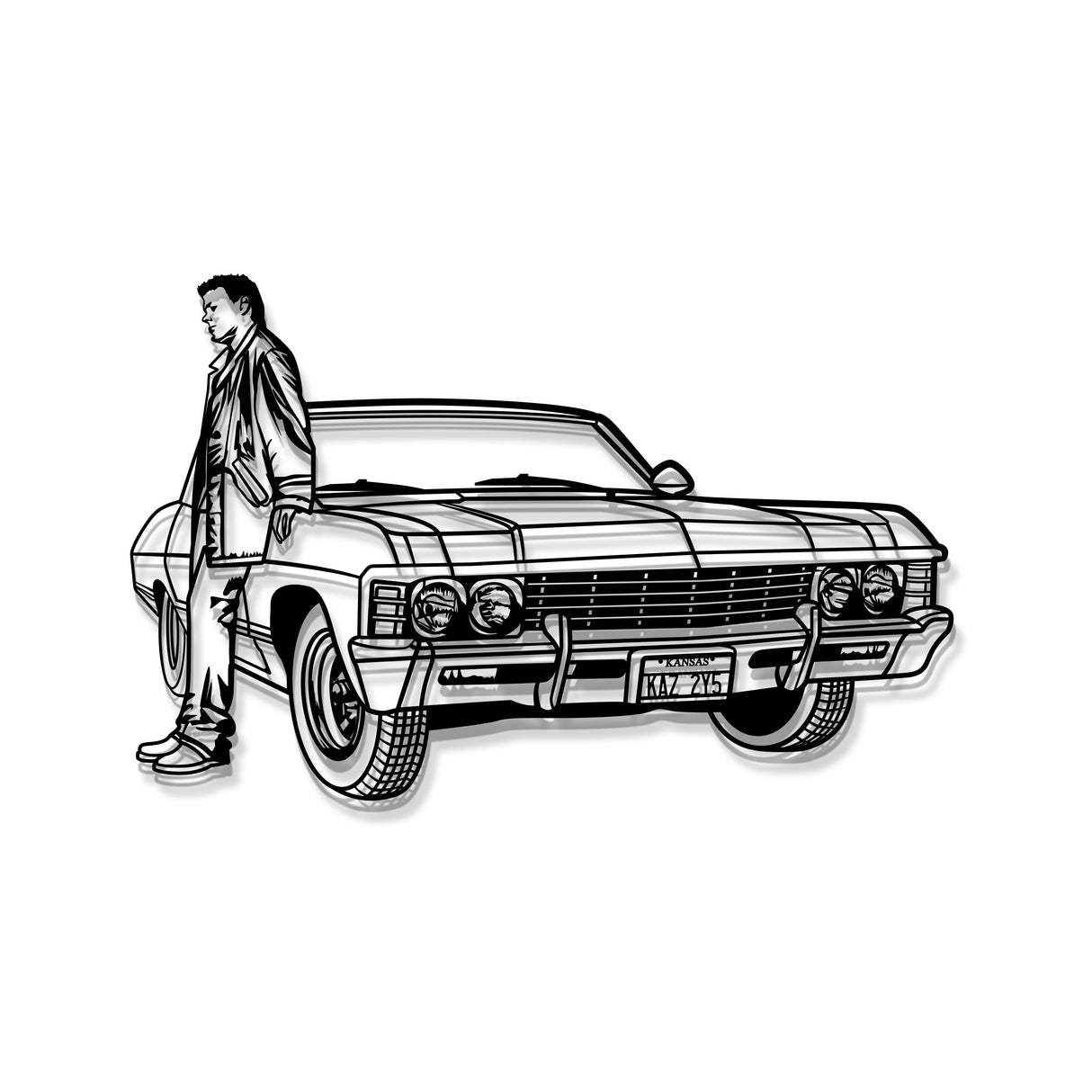 Dean Winchester's 1967 Impala Perspective Metal Car Wall Art - MT1425