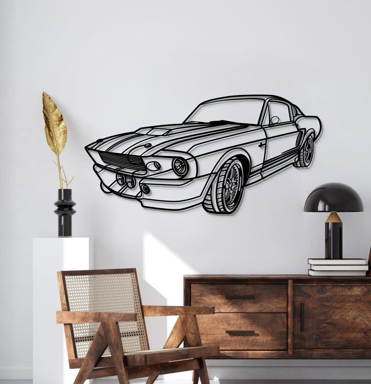 1967 Mustang GT500 Fastback Perspective Metal Car Wall Art - MT1155