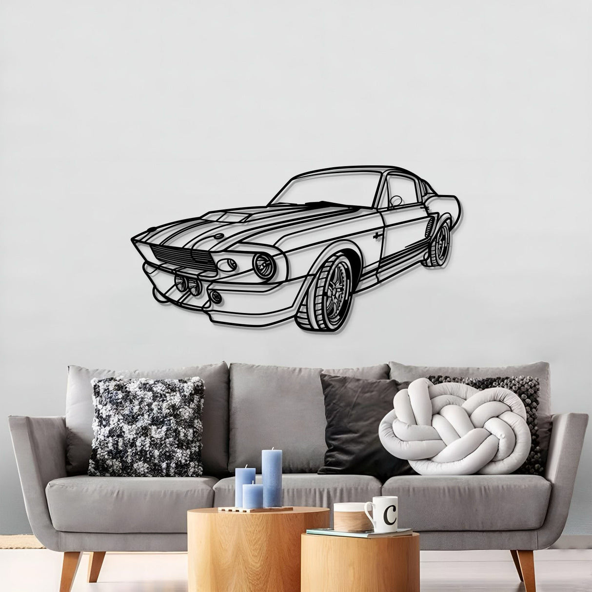 1967 Mustang GT500 Fastback Perspective Metal Car Wall Art - MT1155