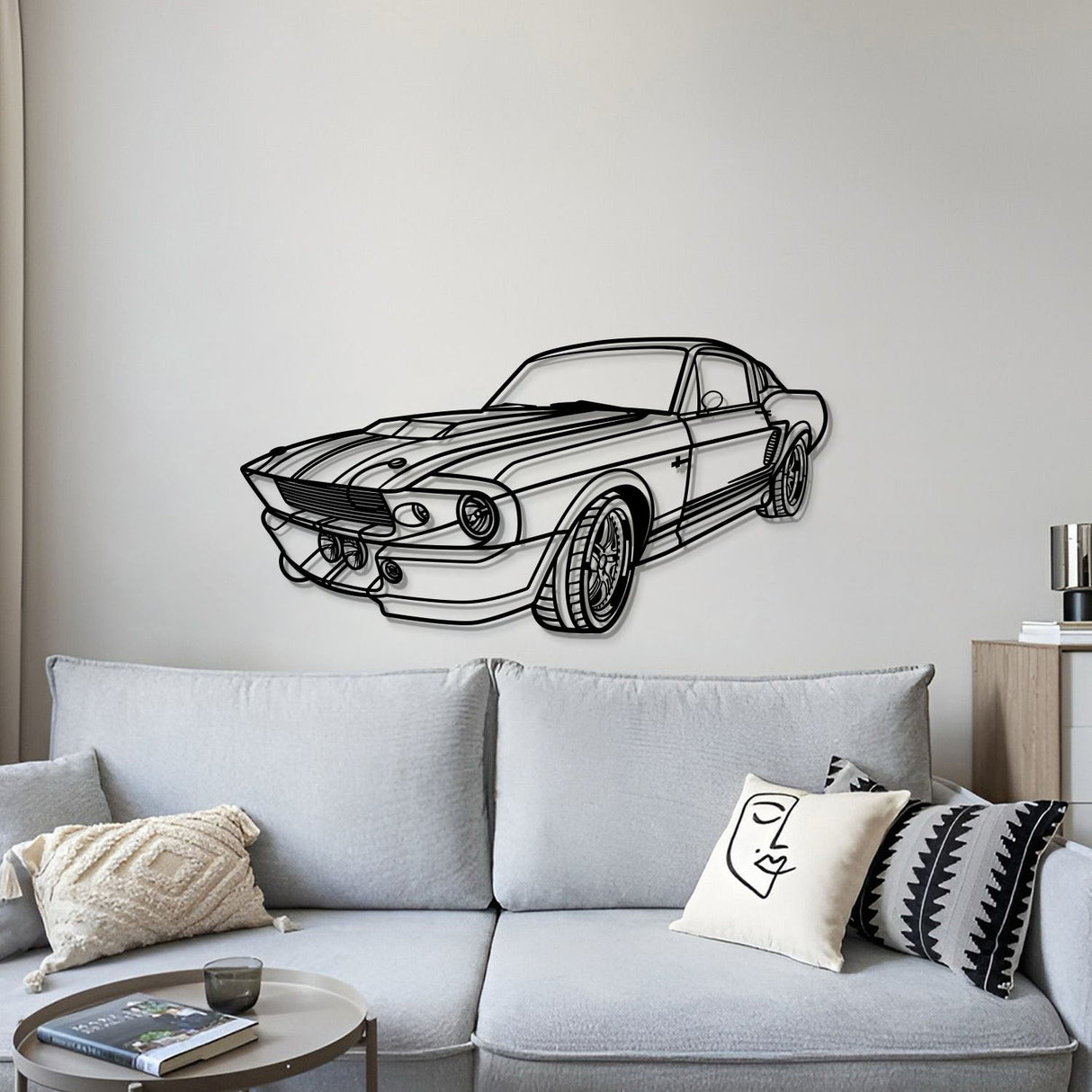 1967 Mustang GT500 Fastback Perspective Metal Car Wall Art - MT1155