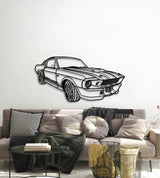 1967 Mustang GT500 Fastback Perspective Metal Car Wall Art - MT1155