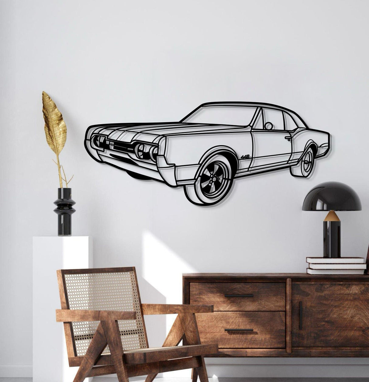 1967 Cutlass 442 Hardtop Perspective Metal Car Wall Art - MT1283