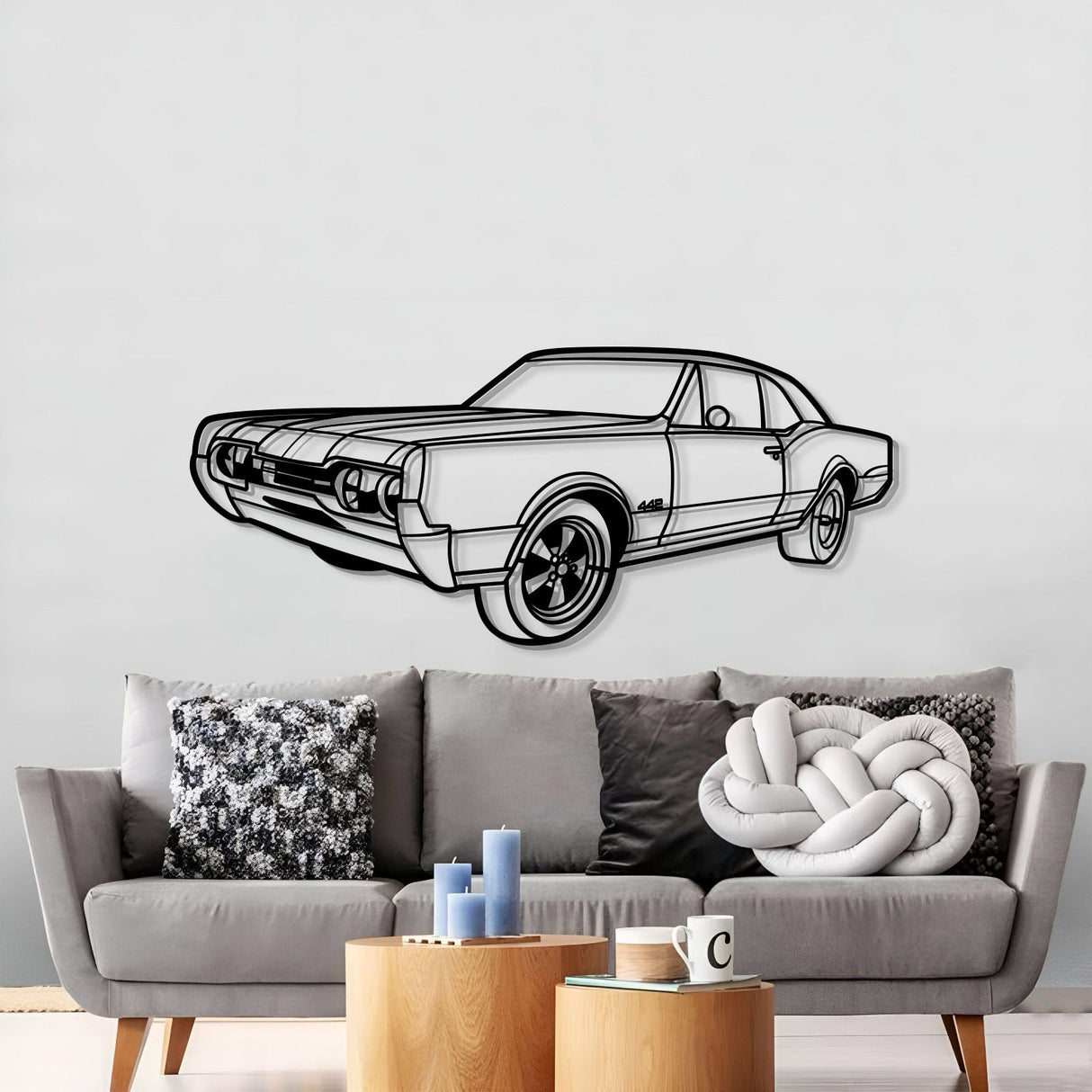 1967 Cutlass 442 Hardtop Perspective Metal Car Wall Art - MT1283