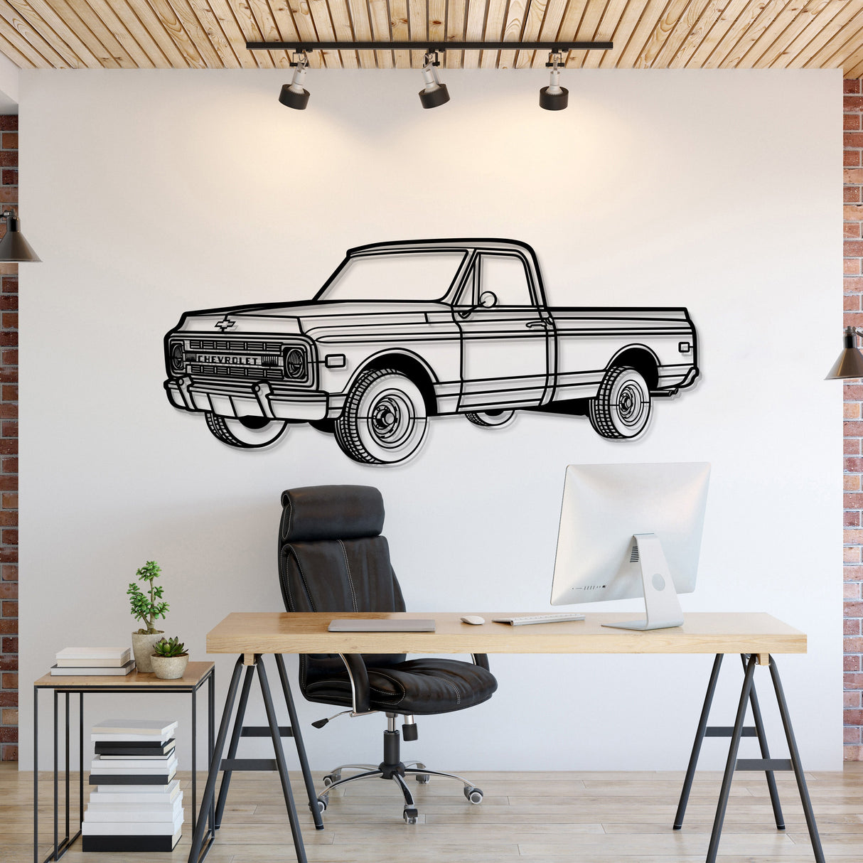 1968 C10 Perspective Metal Car Wall Art - MT1249