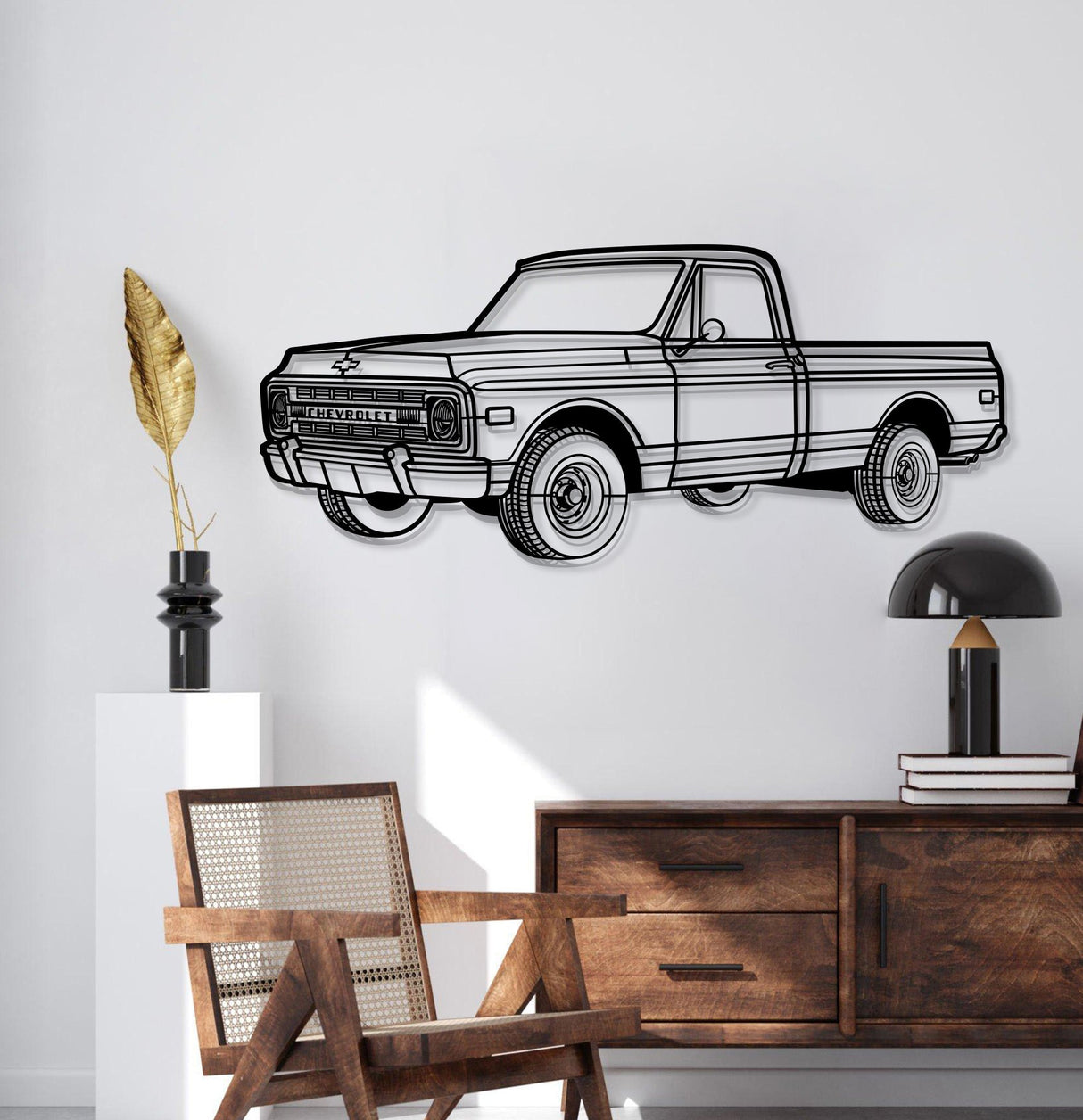 1968 C10 Perspective Metal Car Wall Art - MT1249