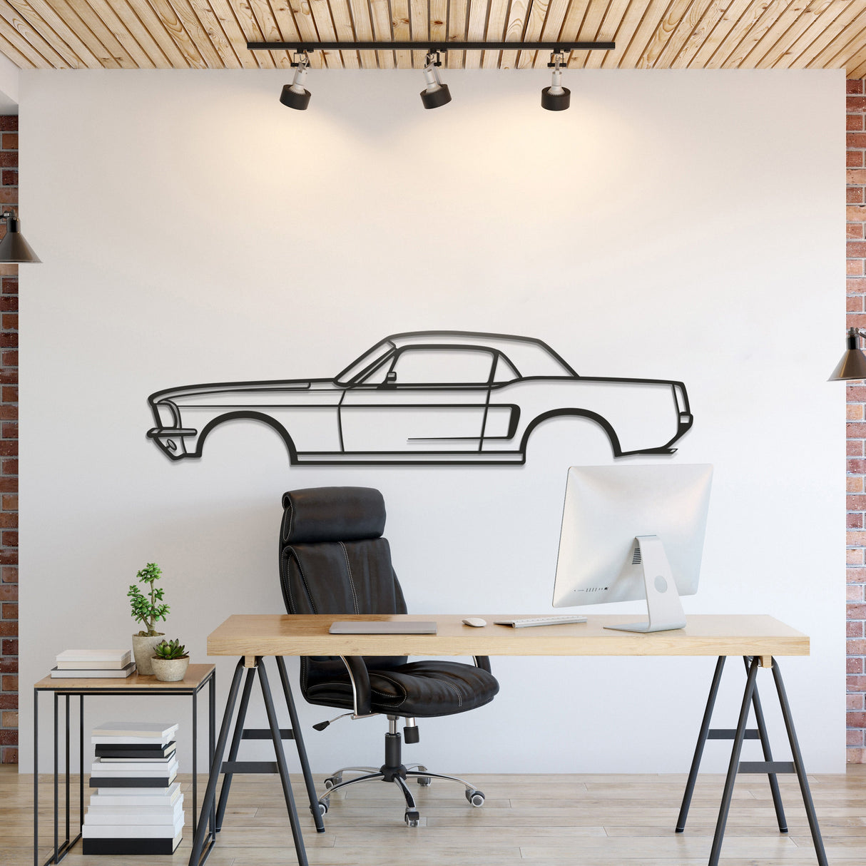 1968 Mustang Hardtop Metal Car Wall Art - MT0112