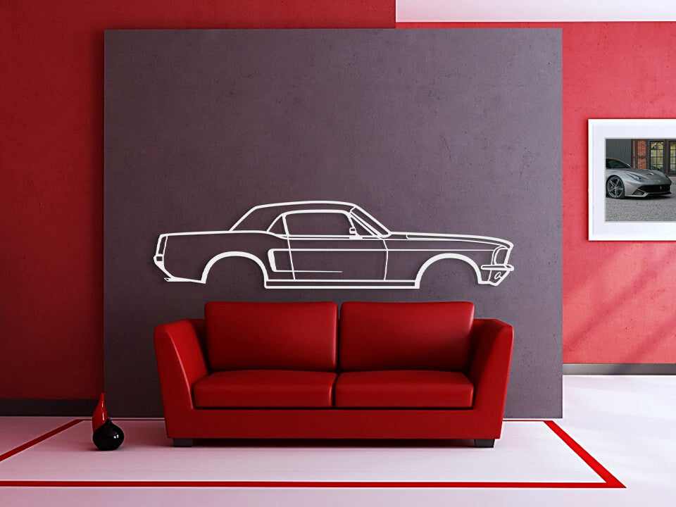 1968 Mustang Hardtop Metal Car Wall Art - MT0112