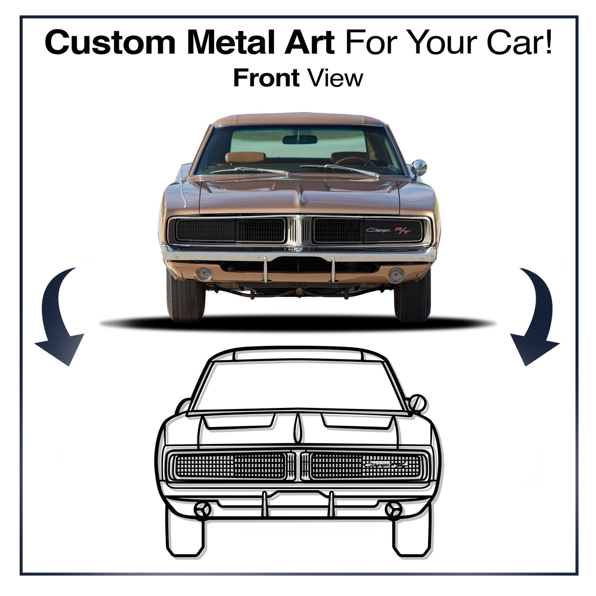 Your Personalized Car Front View Metal Wall Art - MT1380