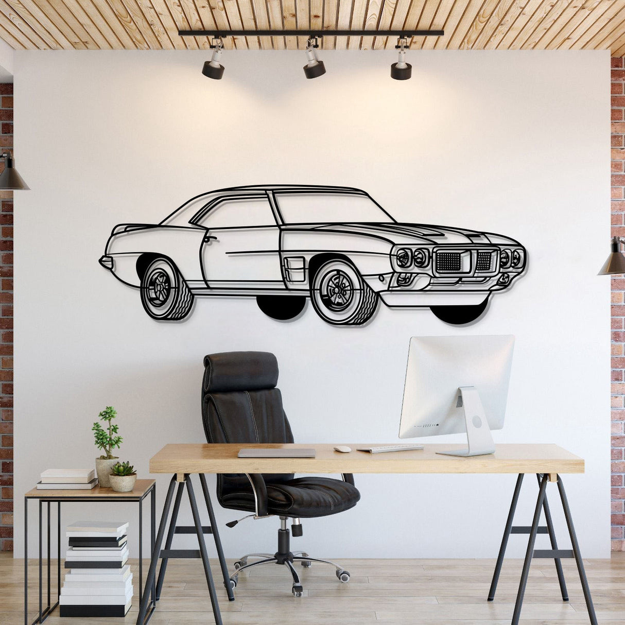 1969 Firebird Trans AM Perspective Metal Car Wall Art - MT1185