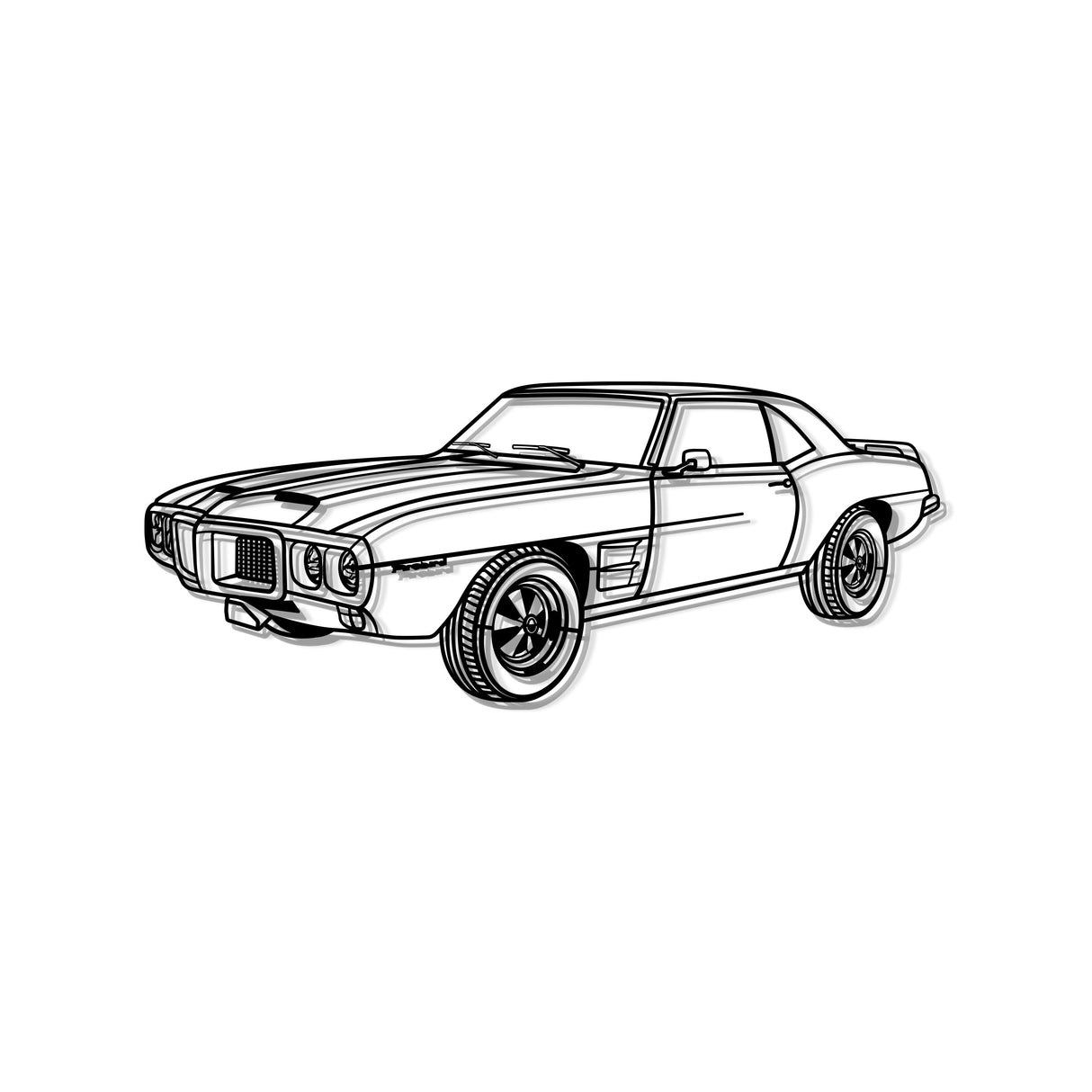 1969 Firebird Trans AM Perspective Metal Car Wall Art - MT1184