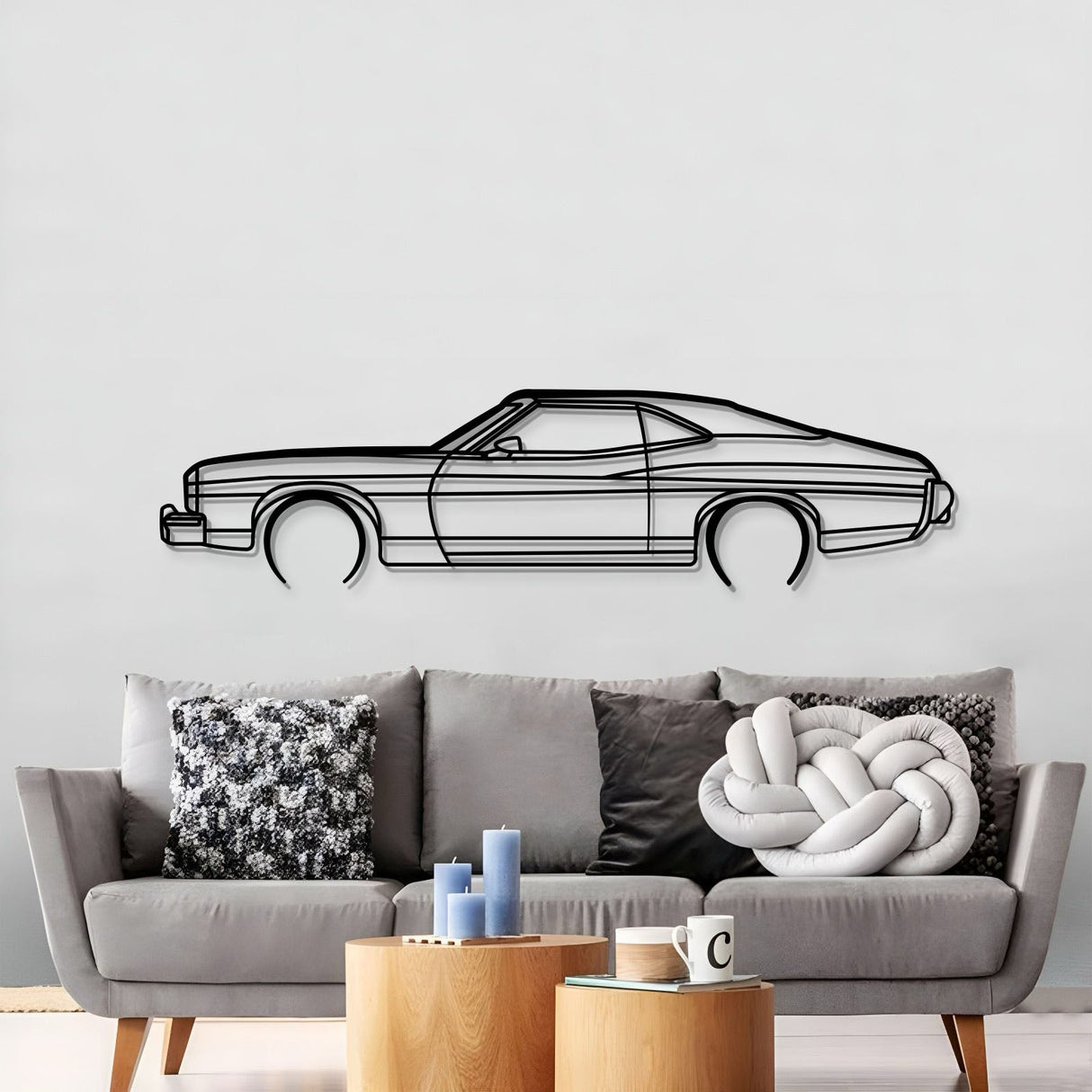 1973 Gran Torino Sport Fastback Metal Car Wall Art - MT0155