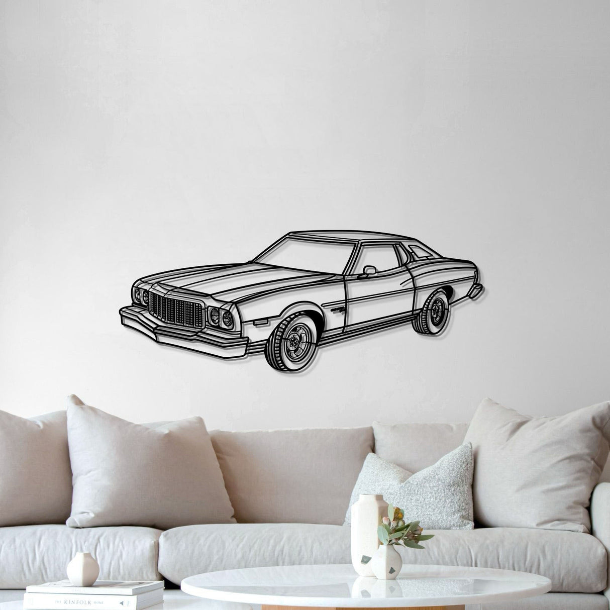 1975 Gran Torino Perspective Metal Car Wall Art - MT0440