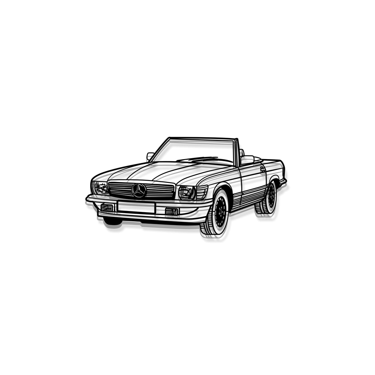 1976 W107 Convertible Perspective Metal Car Wall Art - MT1173