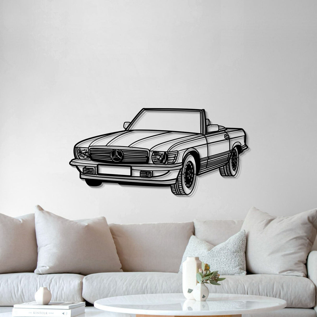 1976 W107 Convertible Perspective Metal Car Wall Art - MT0451