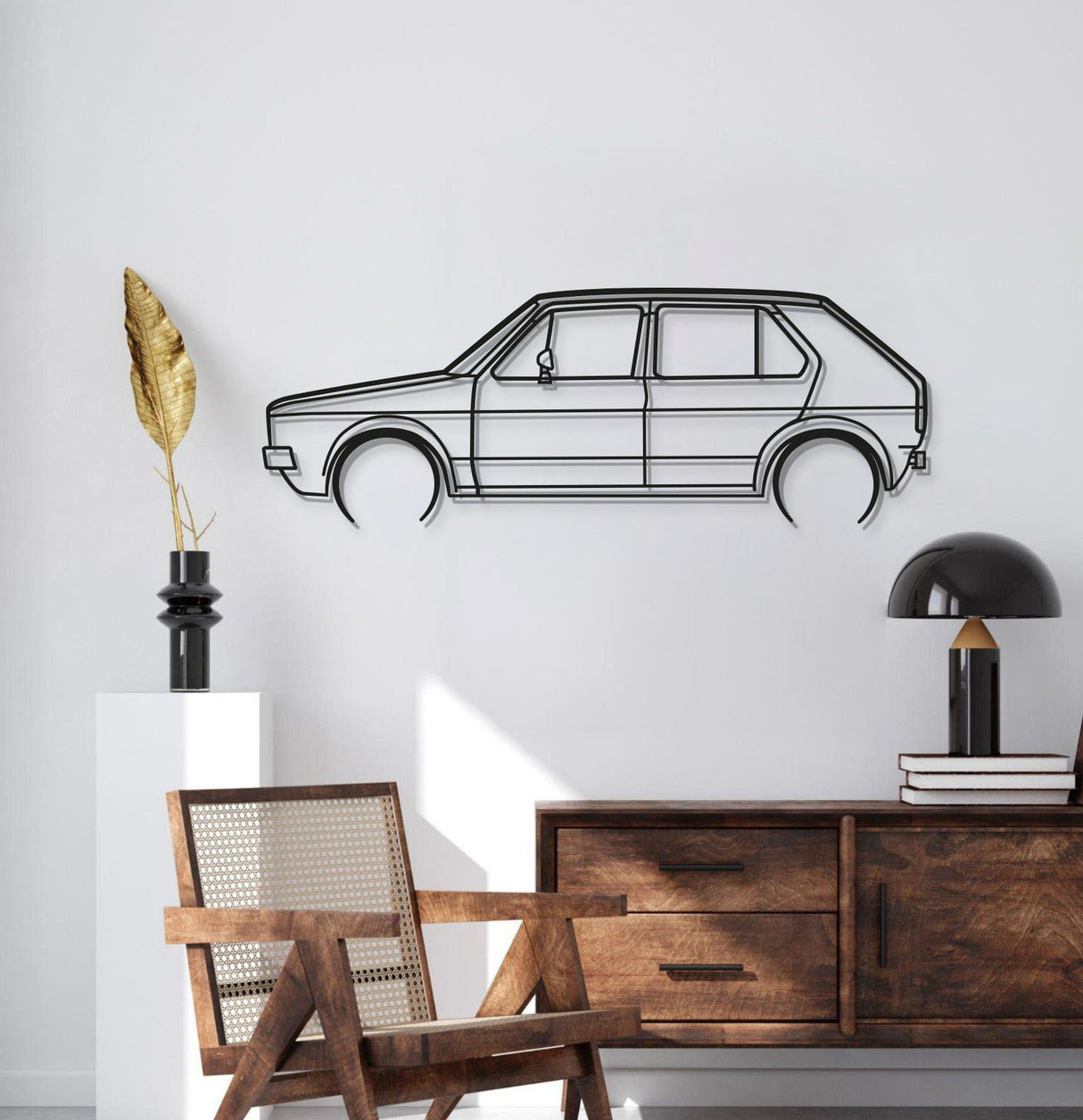 1976 Golf MK1 Detailed Metal Car Wall Art - MT0173