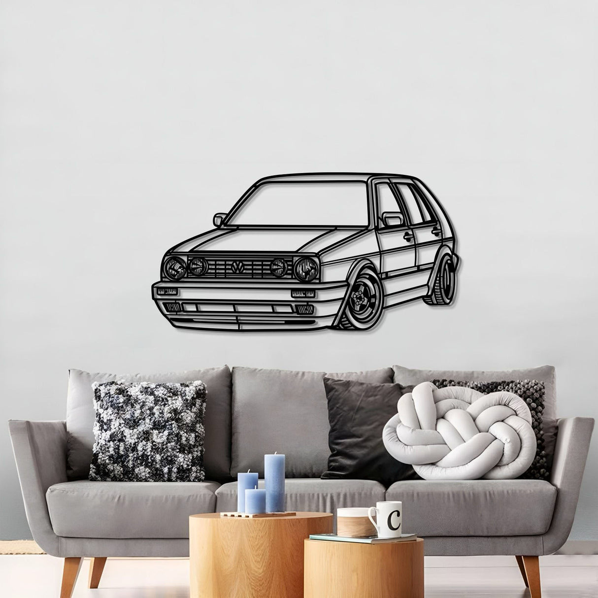 1990 Golf MK2 Perspective Metal Car Wall Art - MT0464