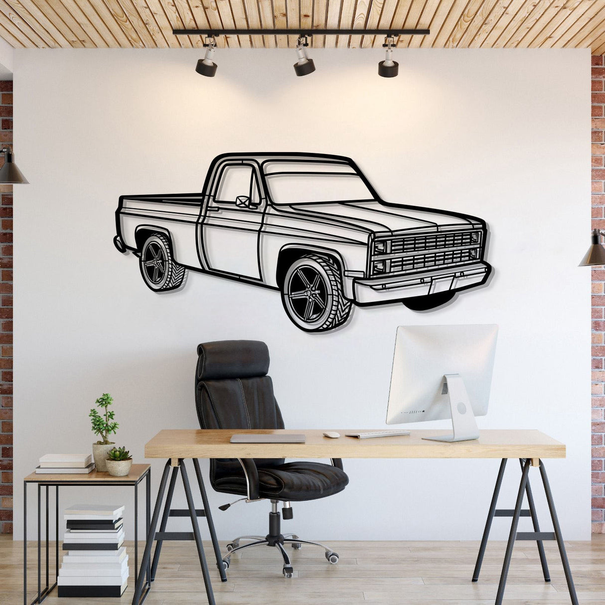 1984 C10 Perspective Metal Car Wall Art - MT1255