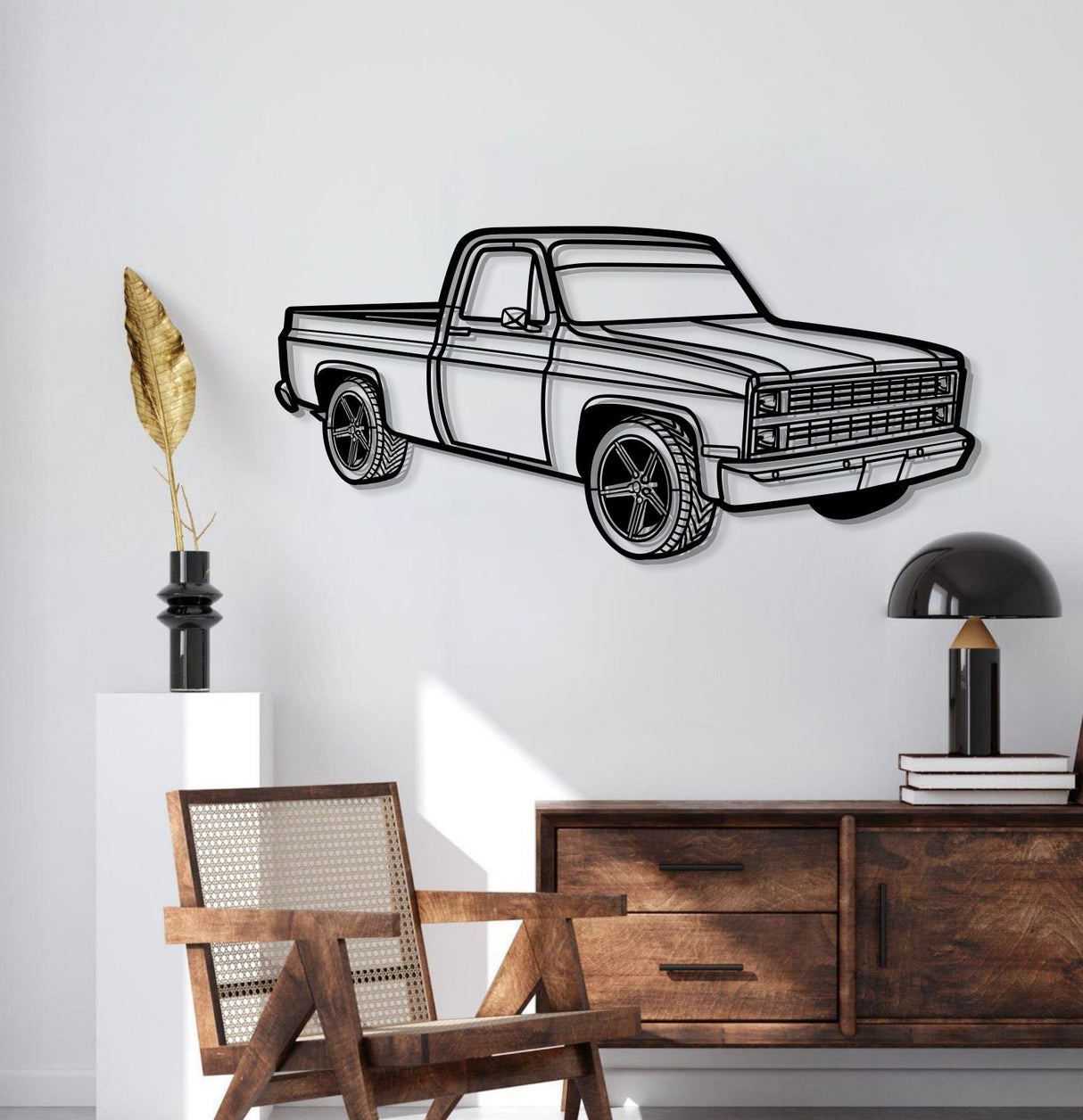 1984 C10 Perspective Metal Car Wall Art - MT1255