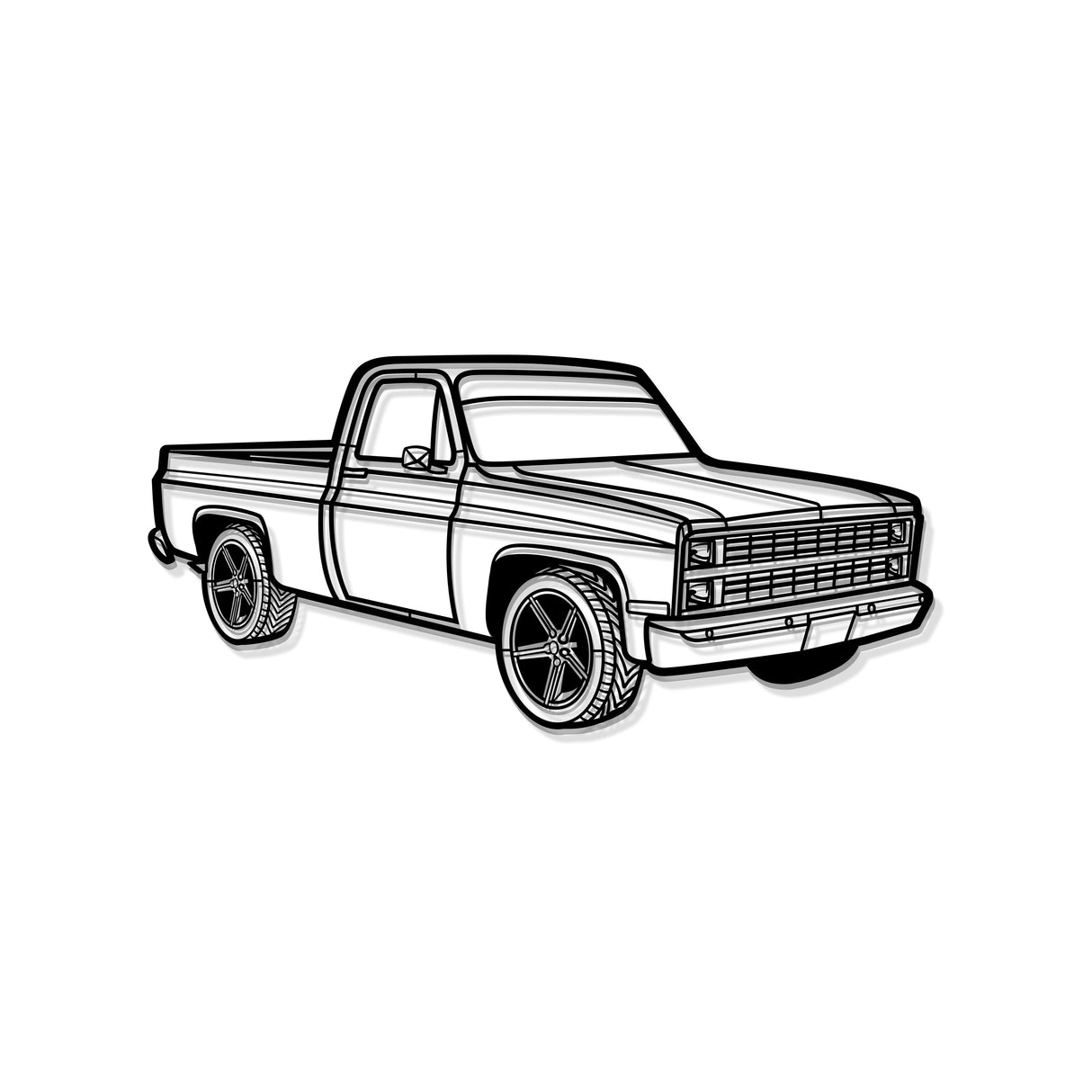 1984 C10 Perspective Metal Car Wall Art - MT1255