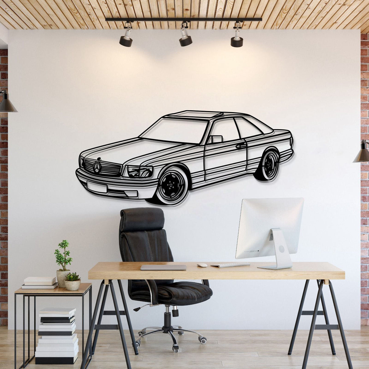 1989 W126 SEC Perspective Metal Car Wall Art - MT1174