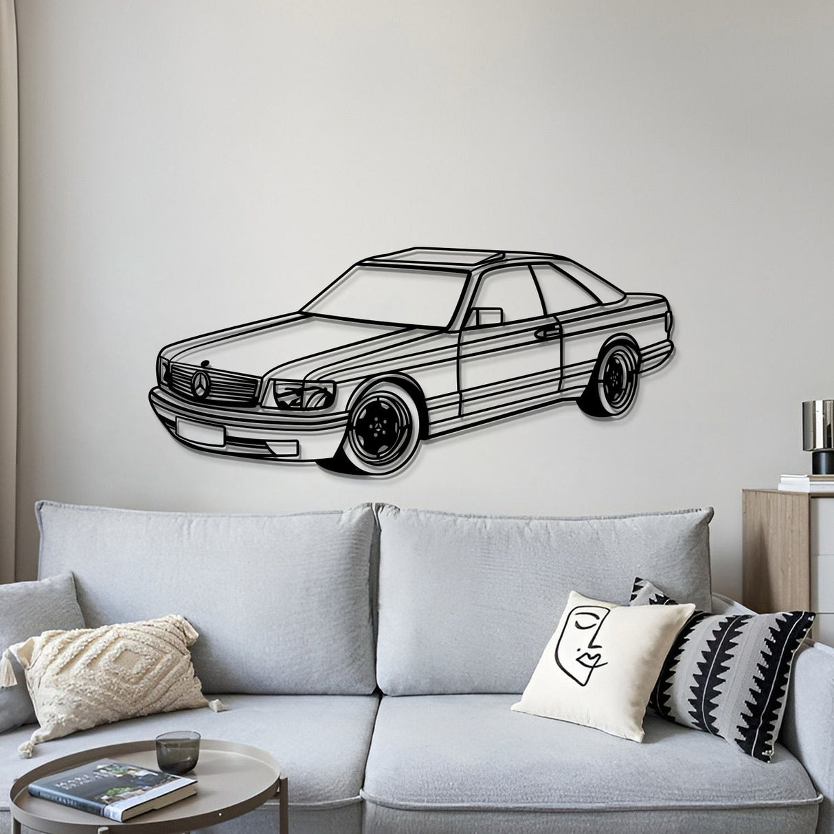 1989 W126 SEC Perspective Metal Car Wall Art - MT1174