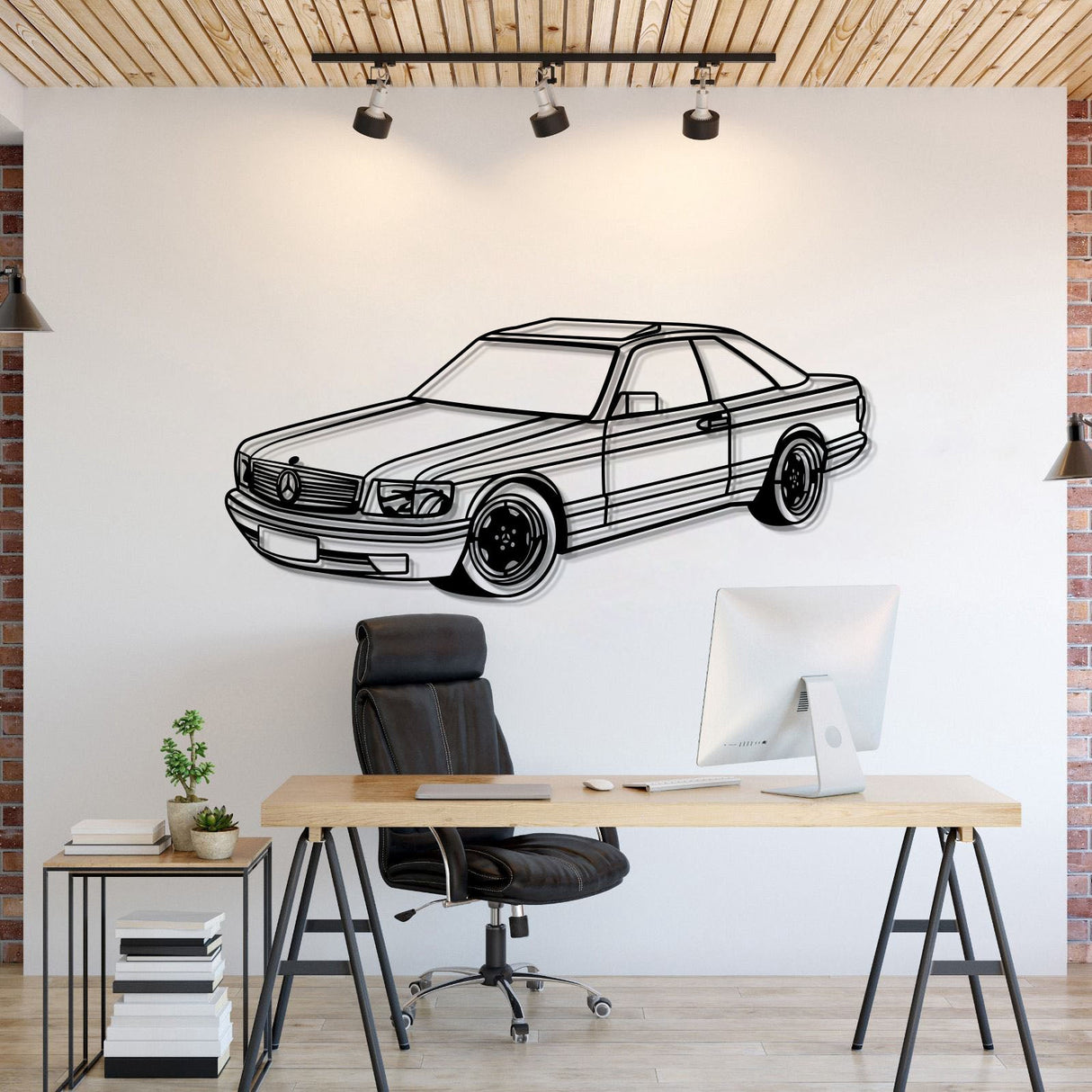 1989 W126 SEC Perspective Metal Car Wall Art - MT0452