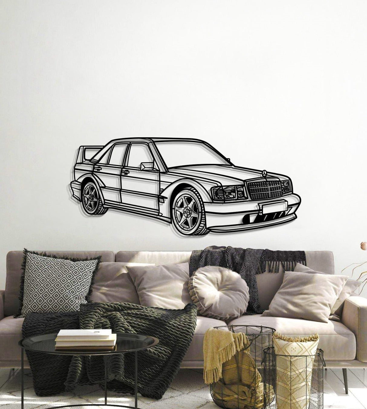 1990 190E 2.5-16 EVO II Perspective Metal Car Wall Art - MT0453