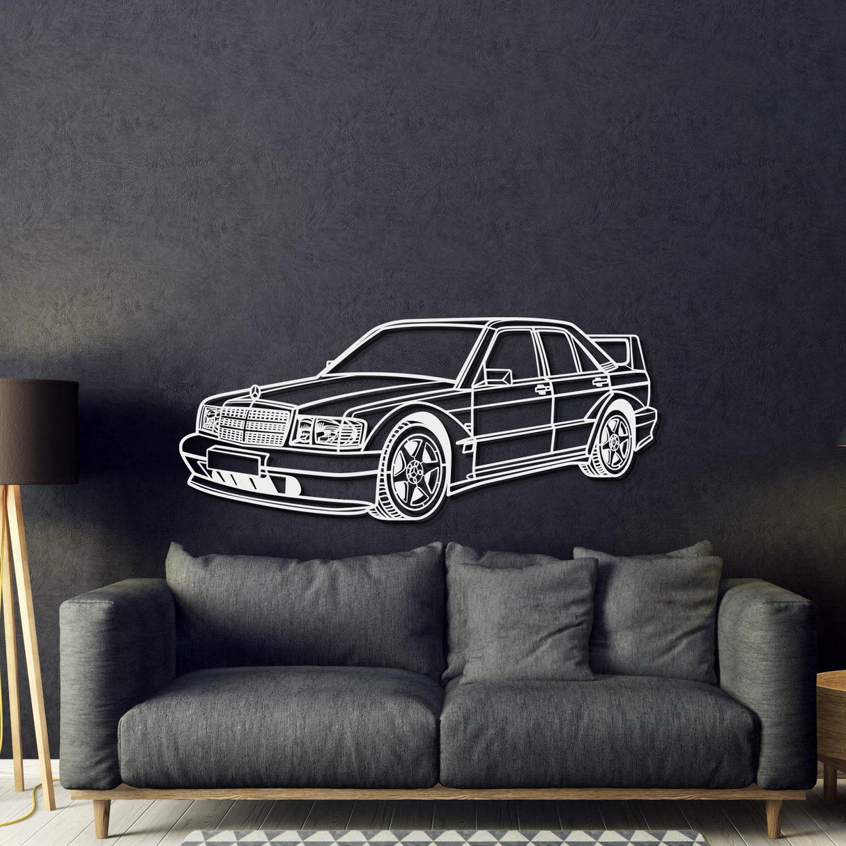 1990 190E 2.5-16 EVO II Perspective Metal Car Wall Art - MT0453