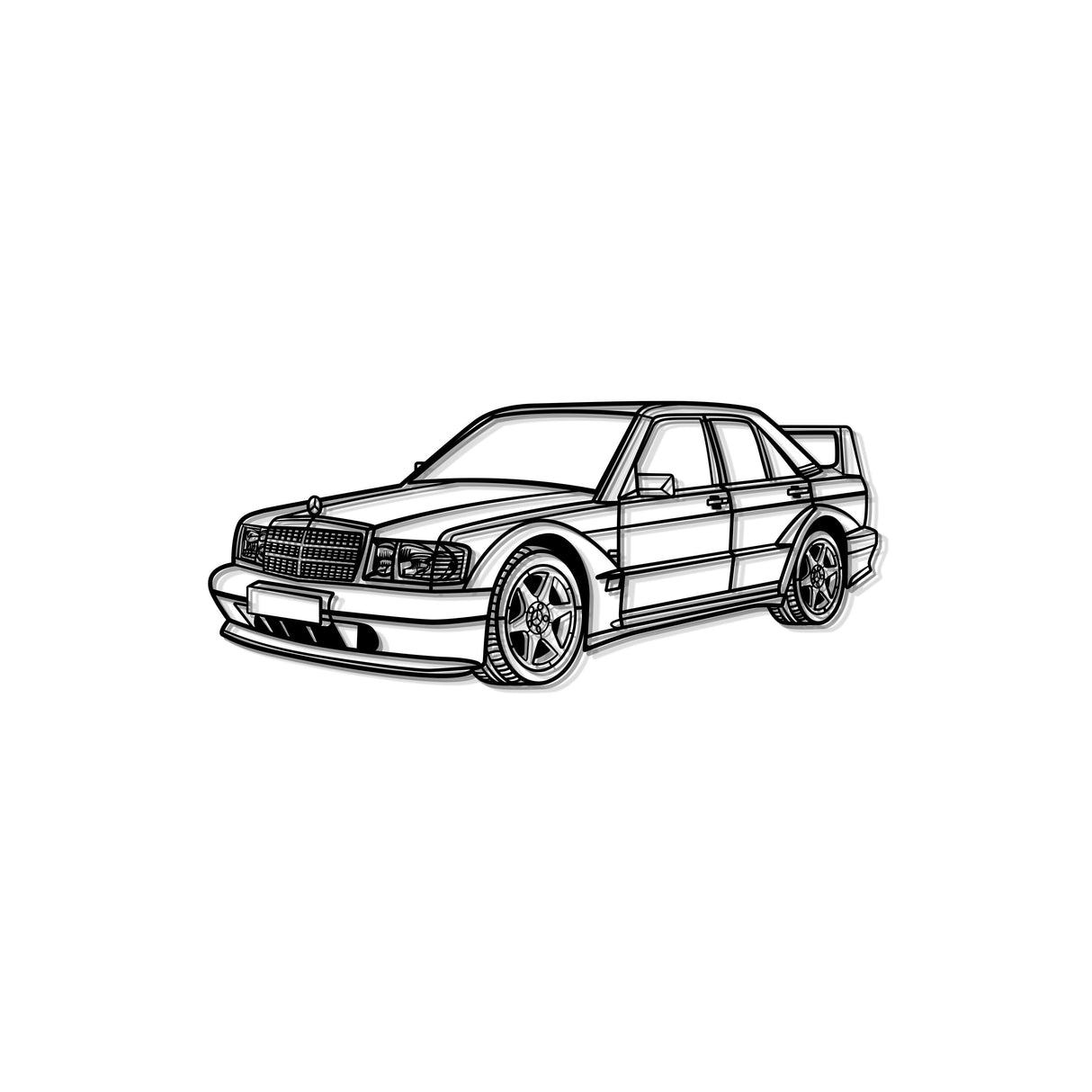 1990 190E 2.5-16 EVO II Perspective Metal Car Wall Art - MT0453