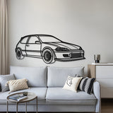 1993 Civic HB Drag Perspective Metal Car Wall Art - MT1163