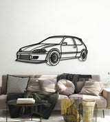 1993 Civic HB Drag Perspective Metal Car Wall Art - MT1163