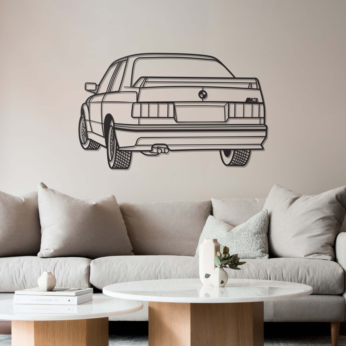 E30 Back View Perspective Metal Car Wall Art - MT1225