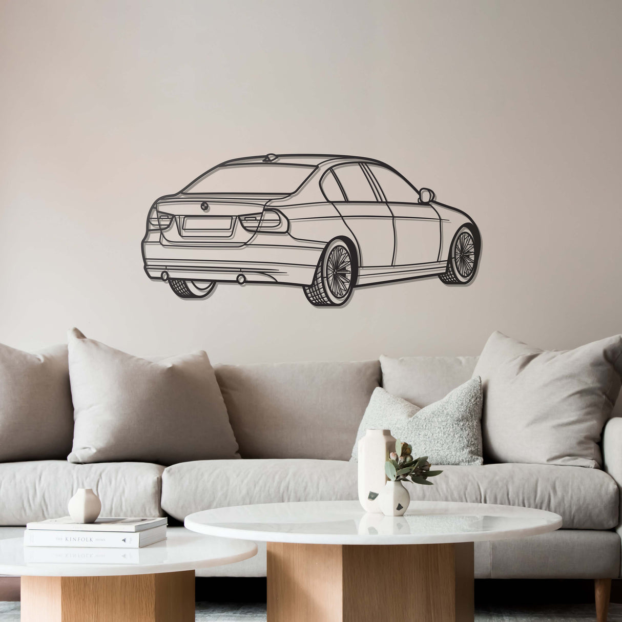 E90 Back View Perspective Metal Car Wall Art - MT1229