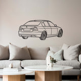 E90 Back View Perspective Metal Car Wall Art - MT1229