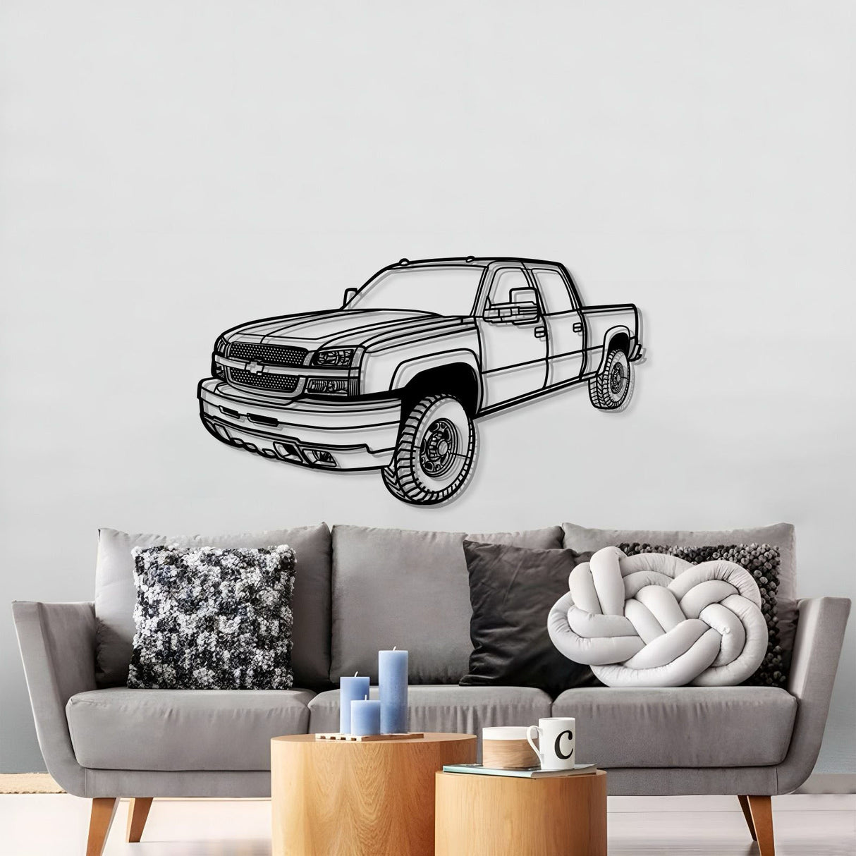 2003 Silverado 2500 Perspective Metal Car Wall Art - MT1256