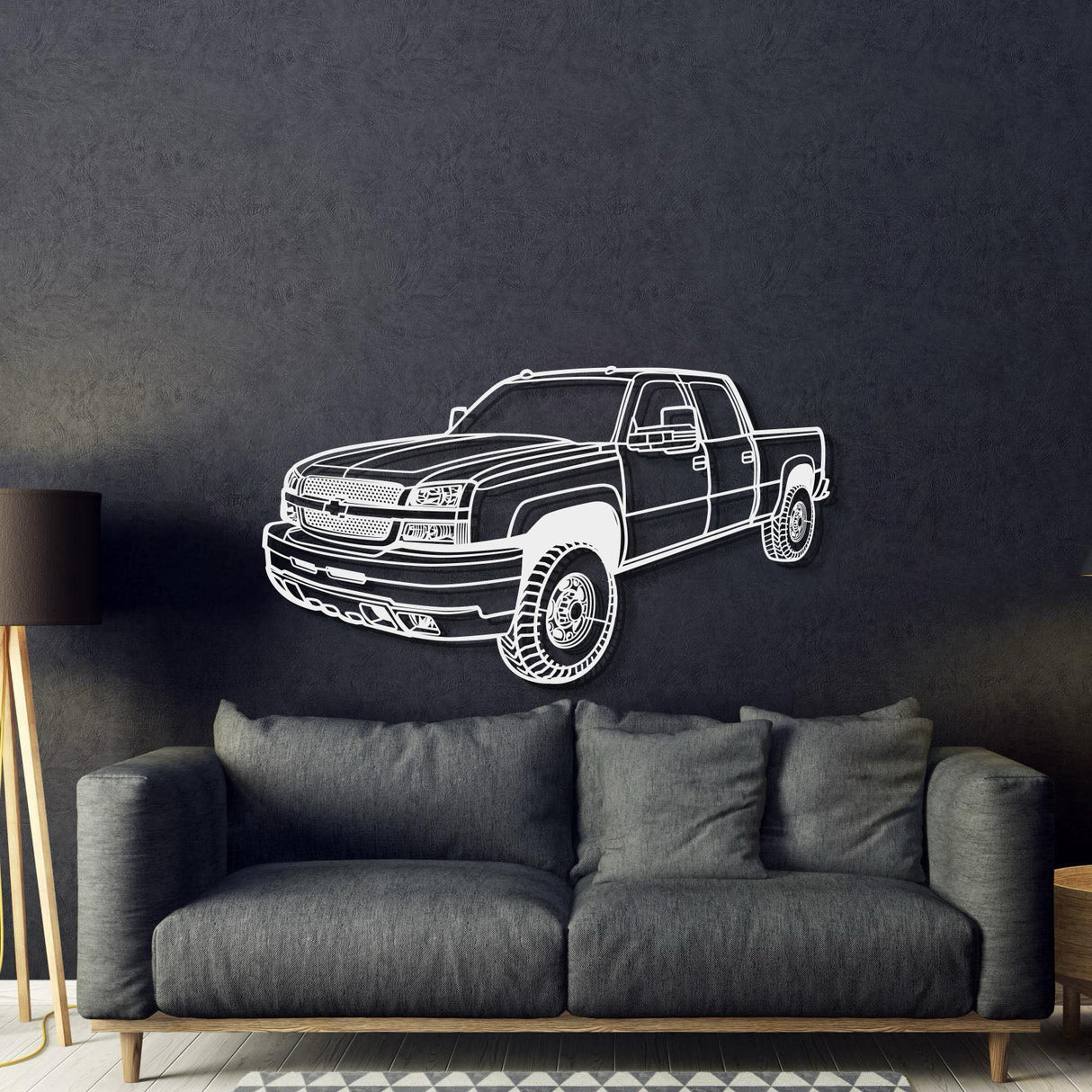 2003 Silverado 2500 Perspective Metal Car Wall Art - MT1256