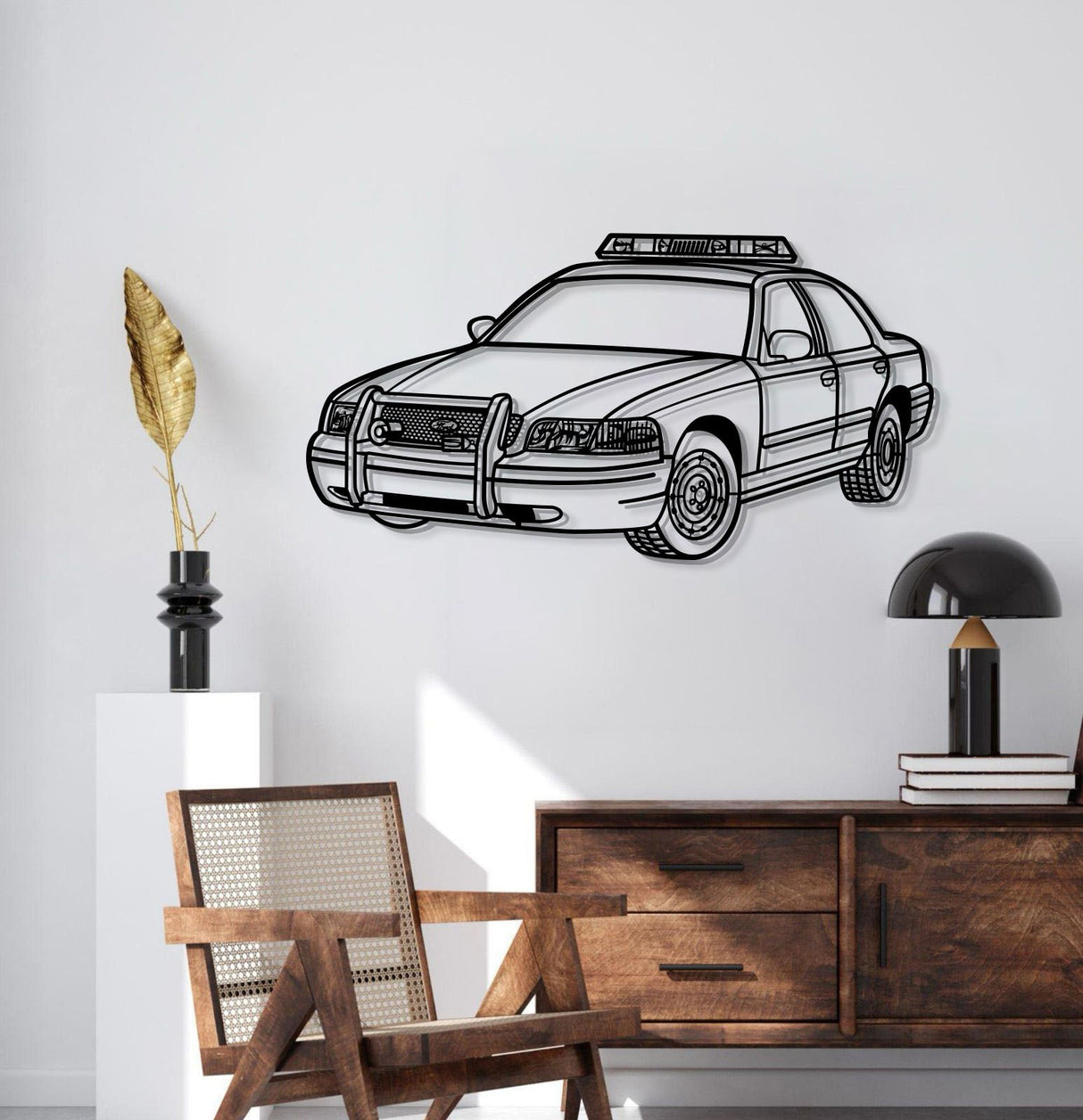 2003 Crown Victoria Copcar Perspective Metal Car Wall Art - MT1266