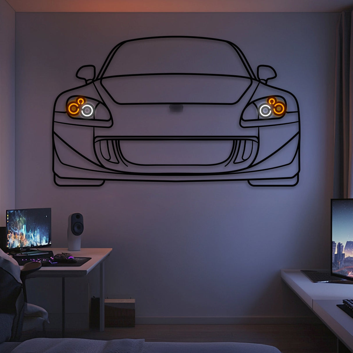 2004 S2000 Front View Metal Neon Car Wall Art -MTN0242